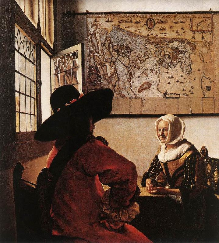 VERMEER VAN DELFT, Jan Officer with a Laughing Girl ar oil painting picture